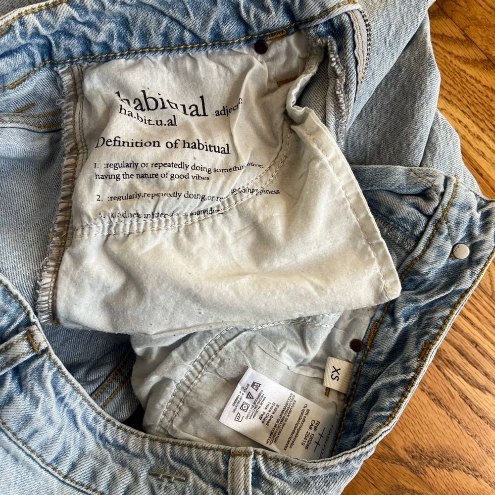 Habitual Open Front Raw Hem Denim Skirt XS b6 - Picture 7 of 8